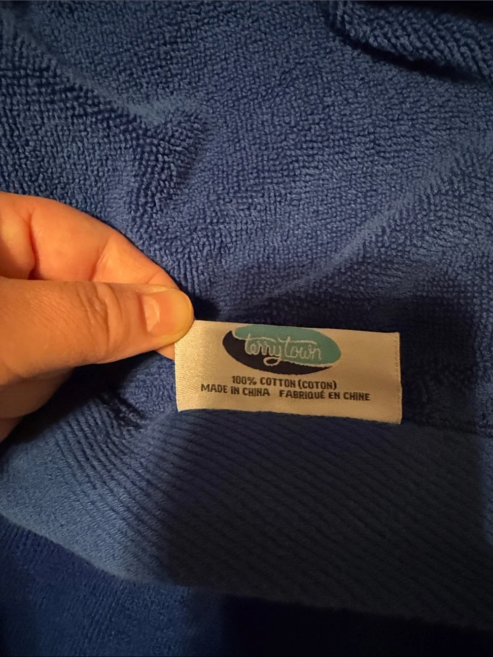 Blue Beach Towel with Vertical “Crawford” Logo